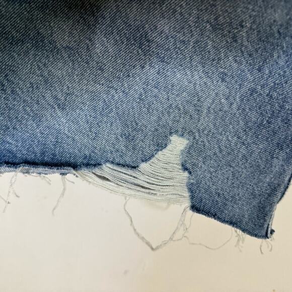 Zara Ripped denim Mini Skirt blue women size Large - Picture 8 of 10